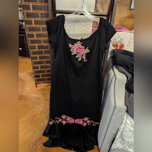Long black dress with embroidery size 12
